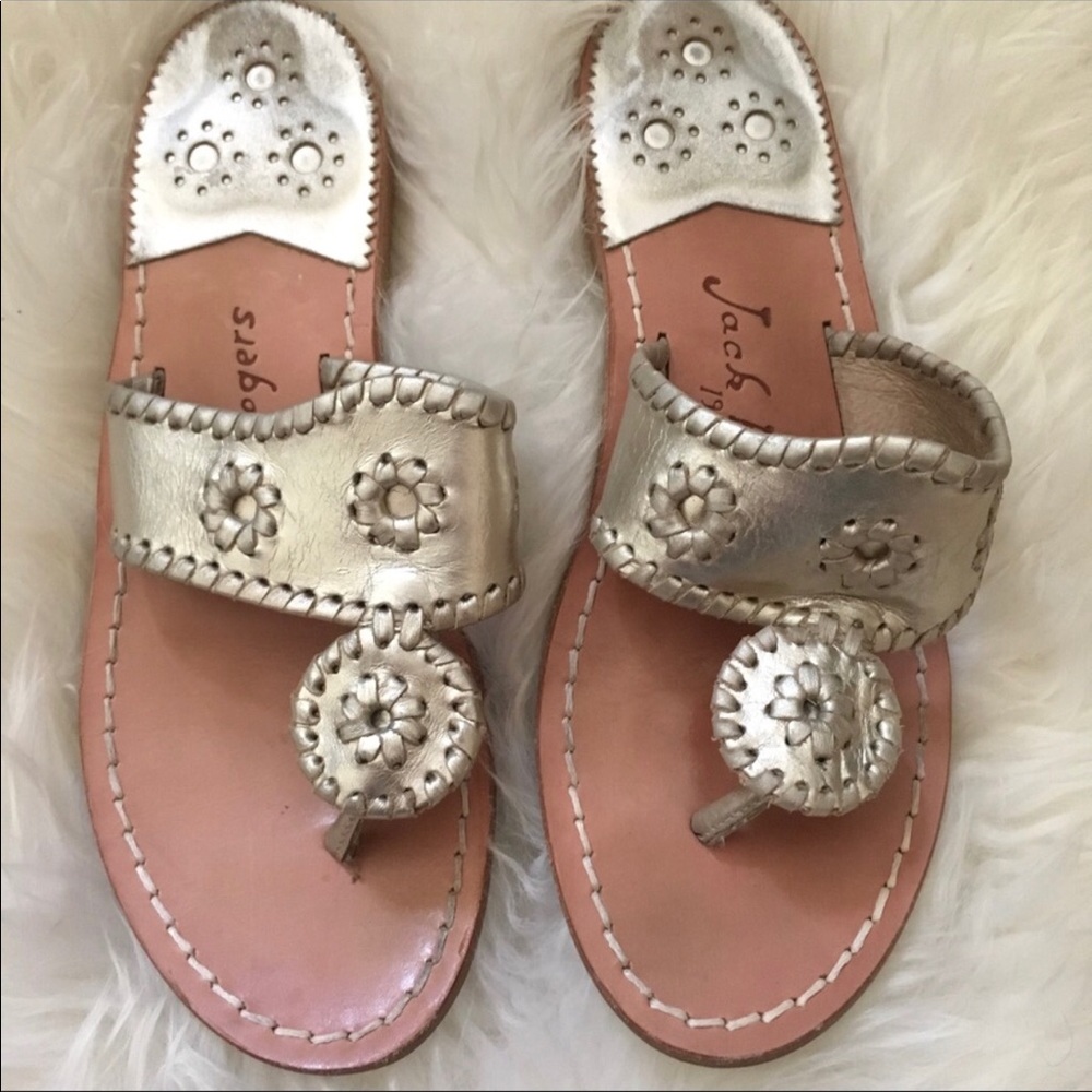 Gold jack Rodgers sandals
